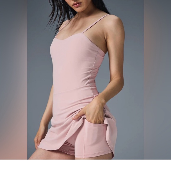 Authentic Alo Alosoft Courtside Tennis Dress Ballet Pink M NWOT - Picture 1 of 5